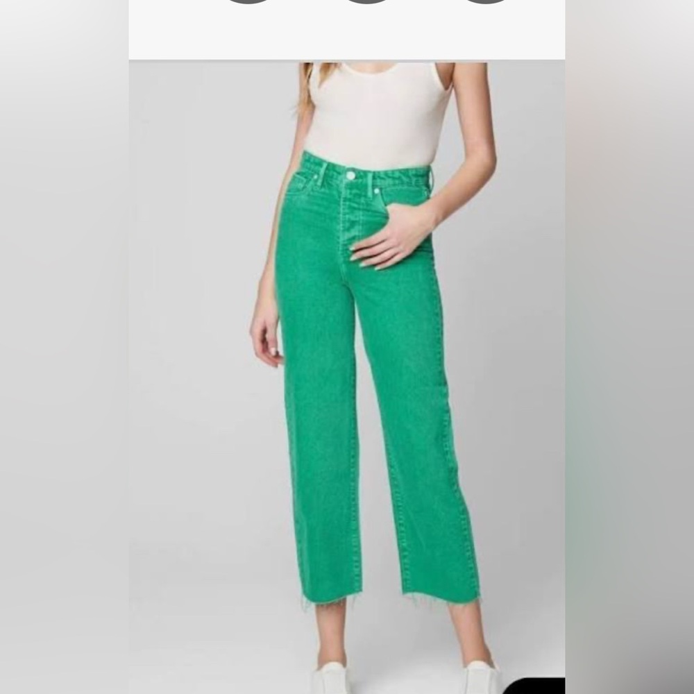Blank NYC The Baxter Button Fly Green Wide Leg Denim Jeans Size 28